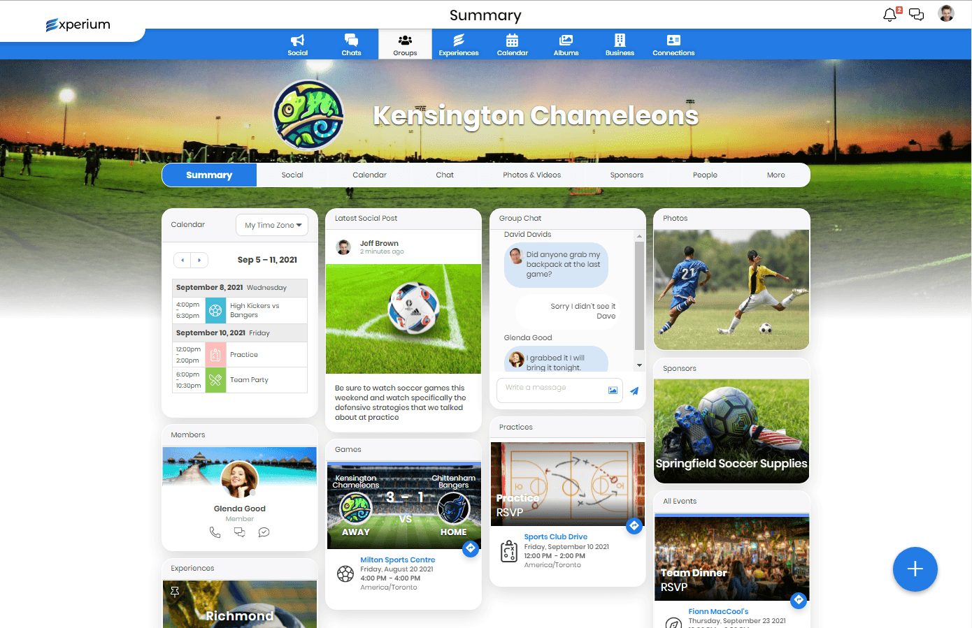 Team Dashboard - Experium